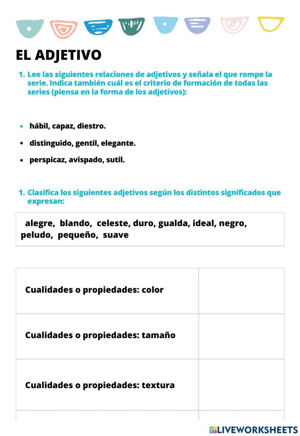 Ejercicios de adjetivos