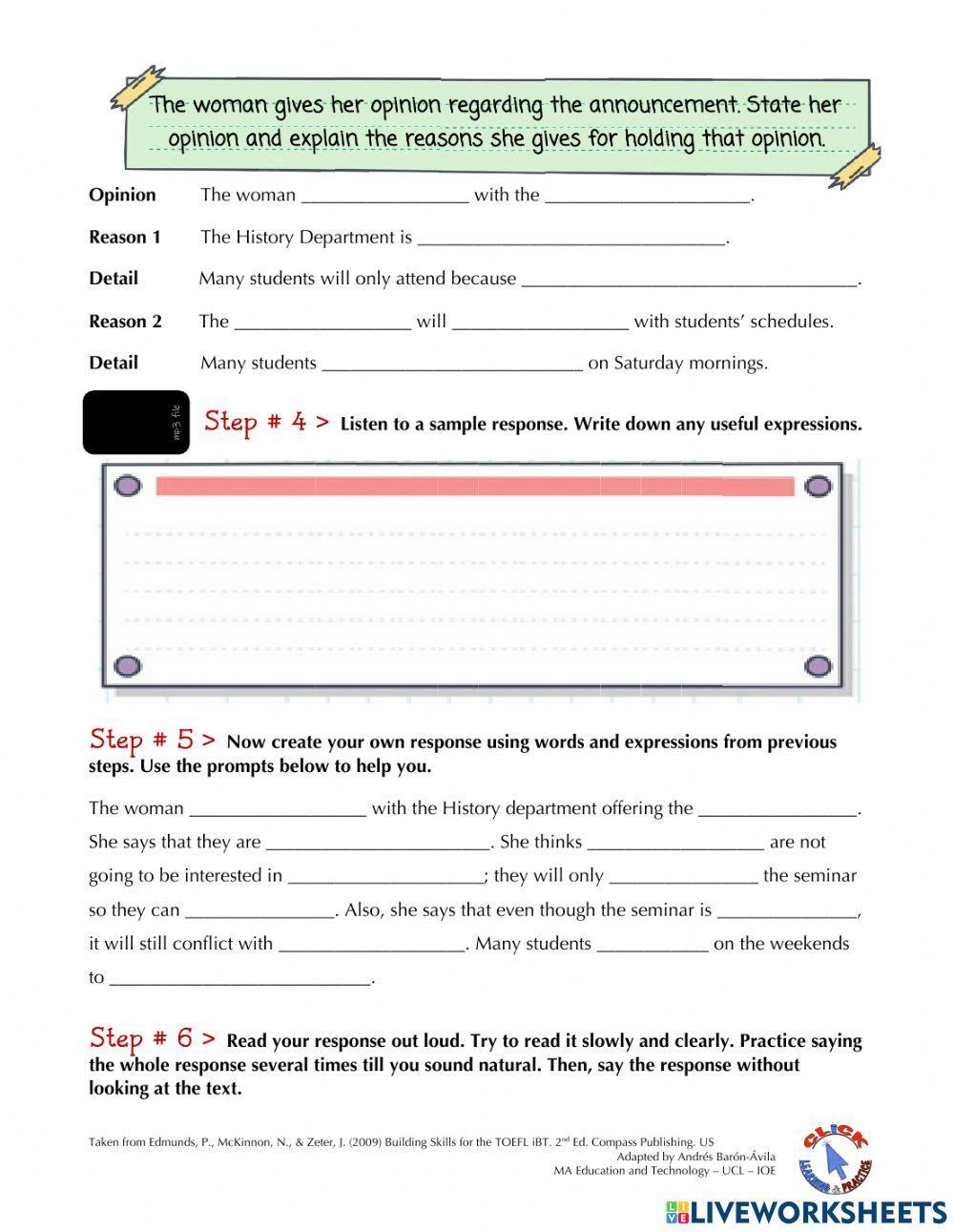 Speaking Ex. - TOEFL (Questions 3-4)