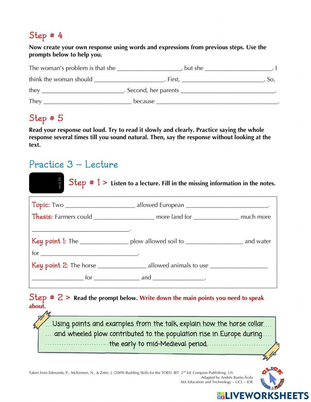 Speaking Ex. - TOEFL (Questions 5-6)