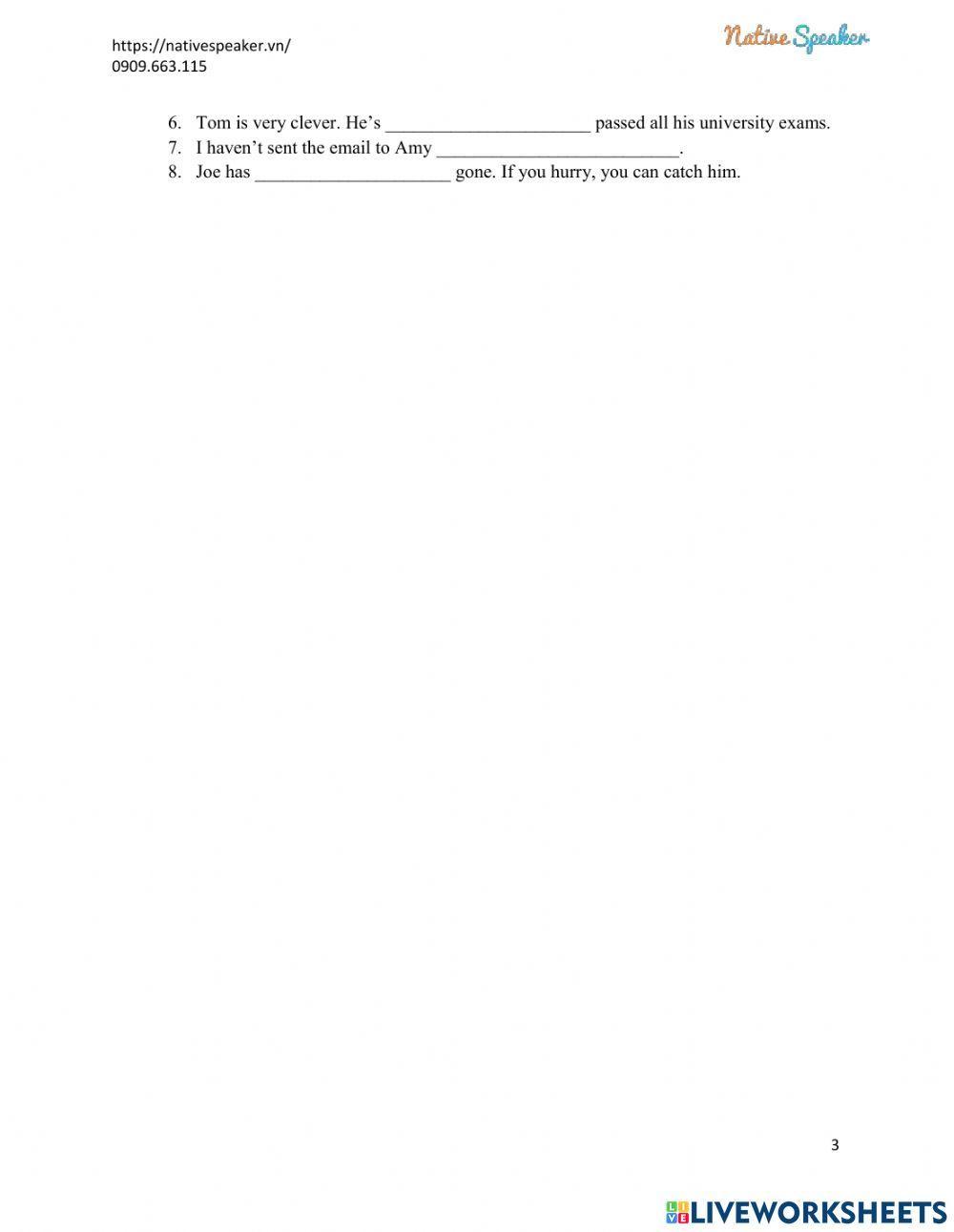 Thì hiện tại hoàn thành - present perfect tense