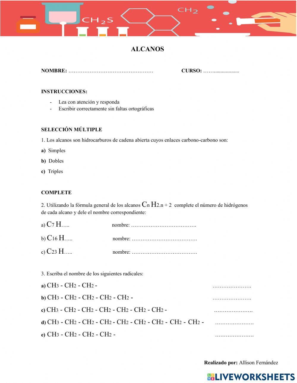 Taller de alcanos ramificados