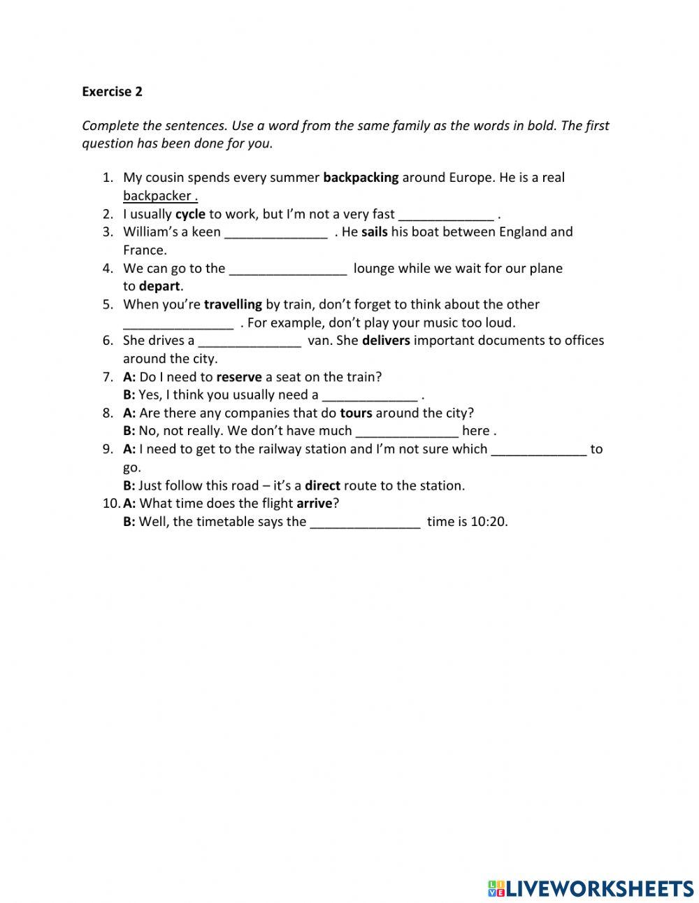 IE2, Unit 4, Vocabulary & Grammar, Exercise 2