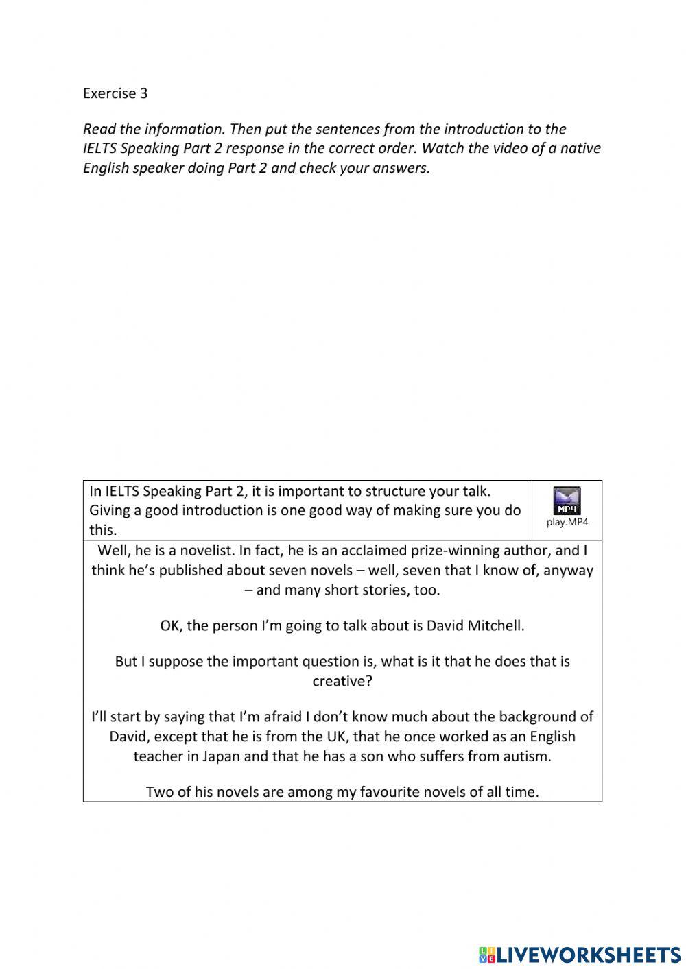 IE3, Unit 3, Speaking, Exercise 3