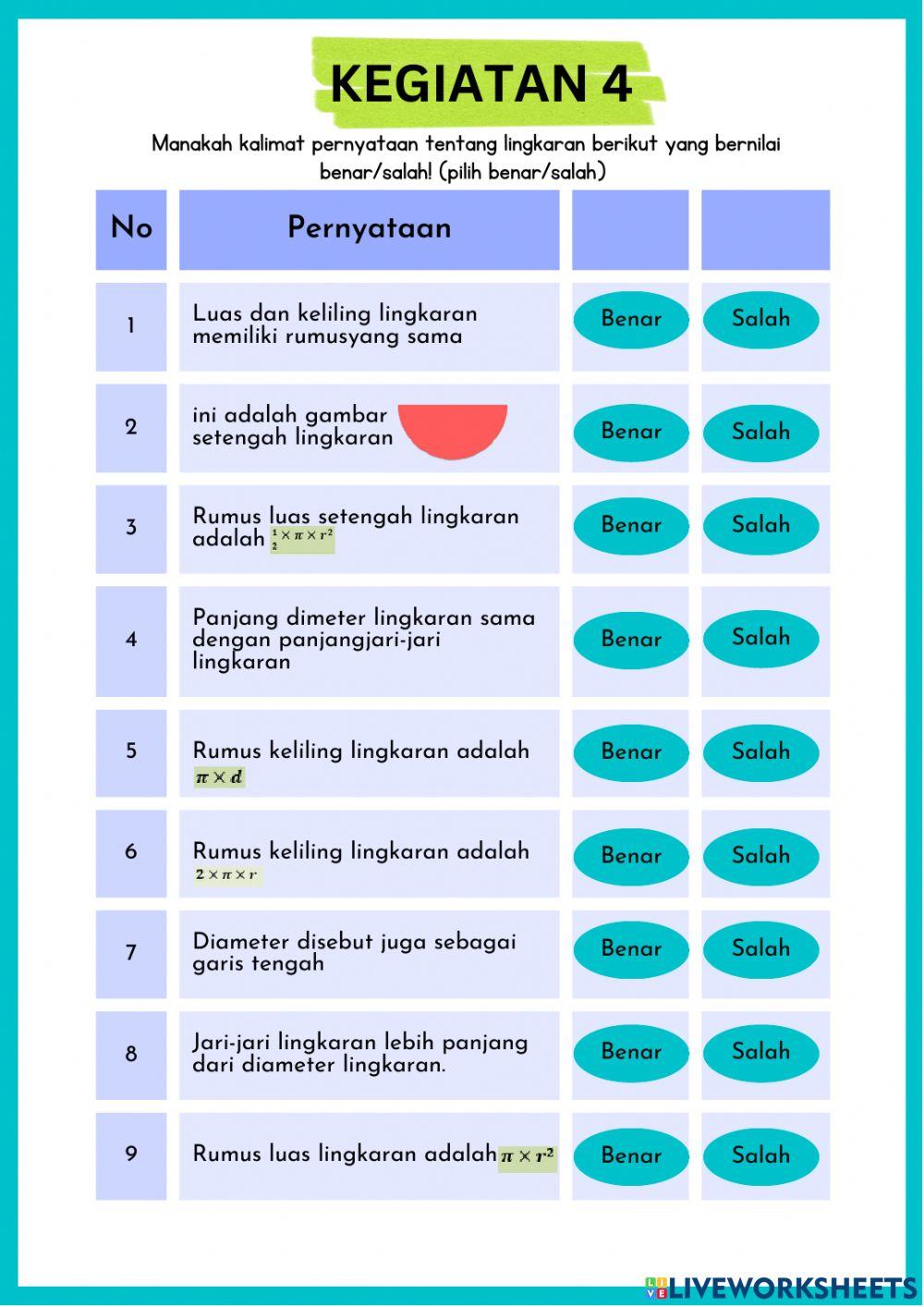 Tes diagnostik Bangun Datar