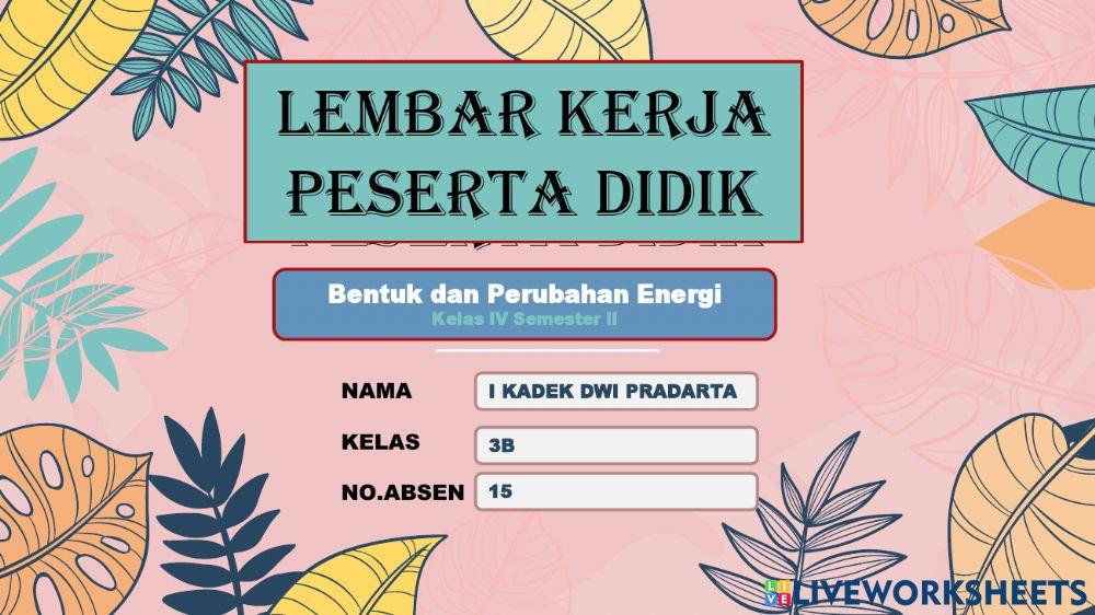LKPD Bentuk Dan Perubahan Energi