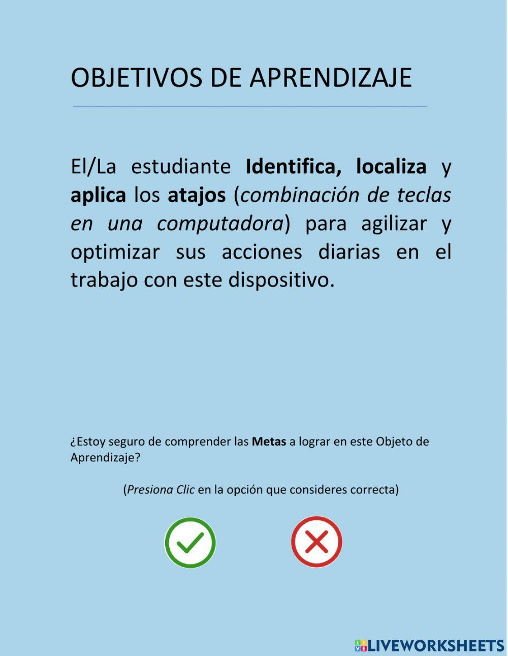 Objeto de aprendizaje -Atajos- con el Teclado en Windows