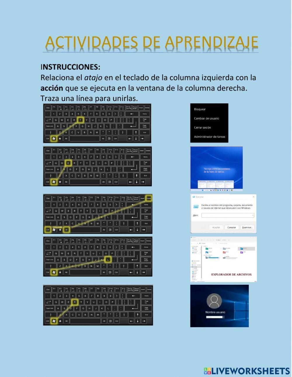 Objeto de aprendizaje -Atajos- con el Teclado en Windows
