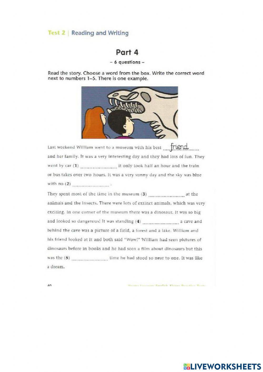 Flyers- Reading and writing test 02 in Young Learners English. Flyers - Practice Tests 