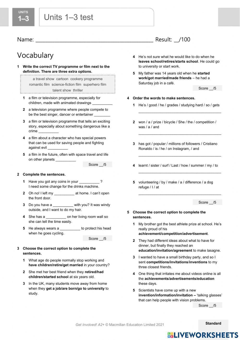 Get involved A 2+ Test Units 1-3