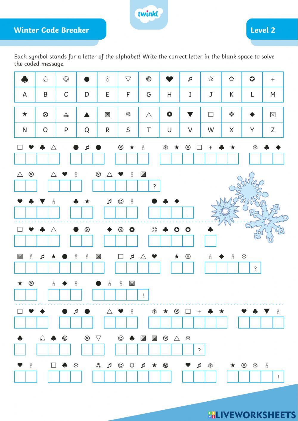 Christmas message decoding worksheet Live Worksheets
