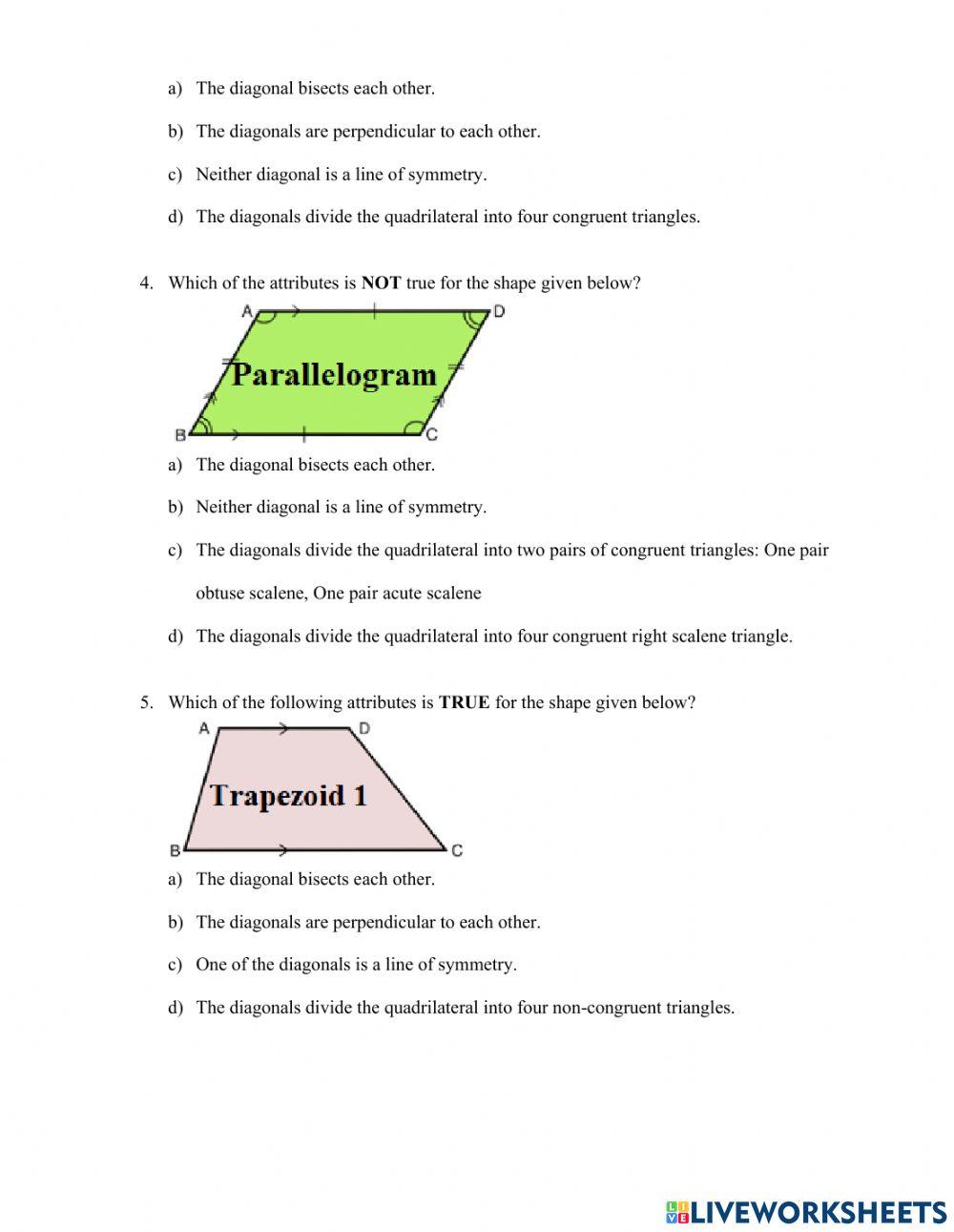 Sorting Quadrilaterals Sorting Quadrilaterals