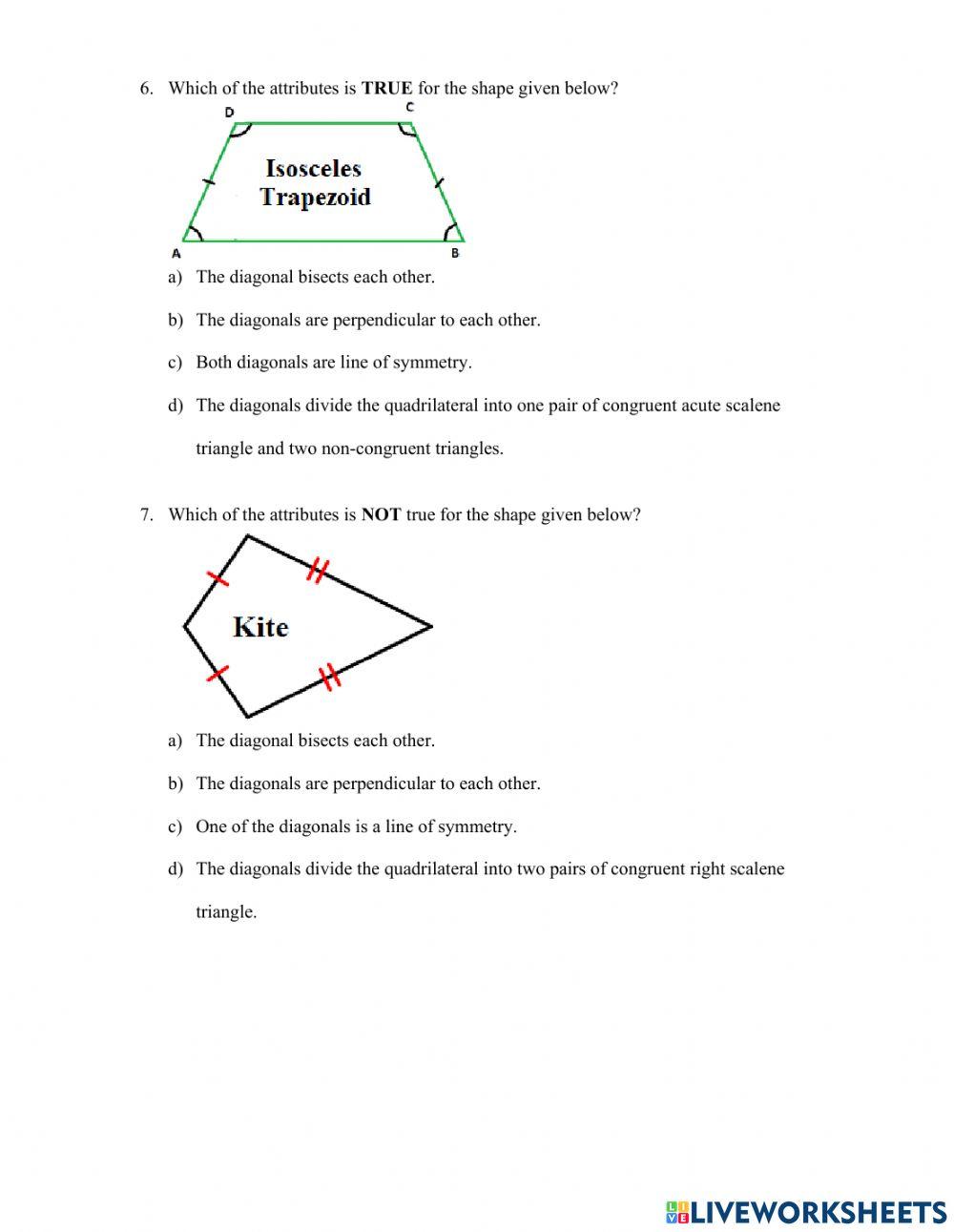 Sorting Quadrilaterals Sorting Quadrilaterals