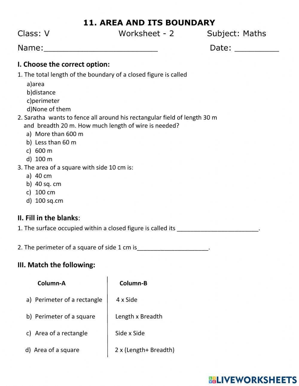 Area and its perimeter