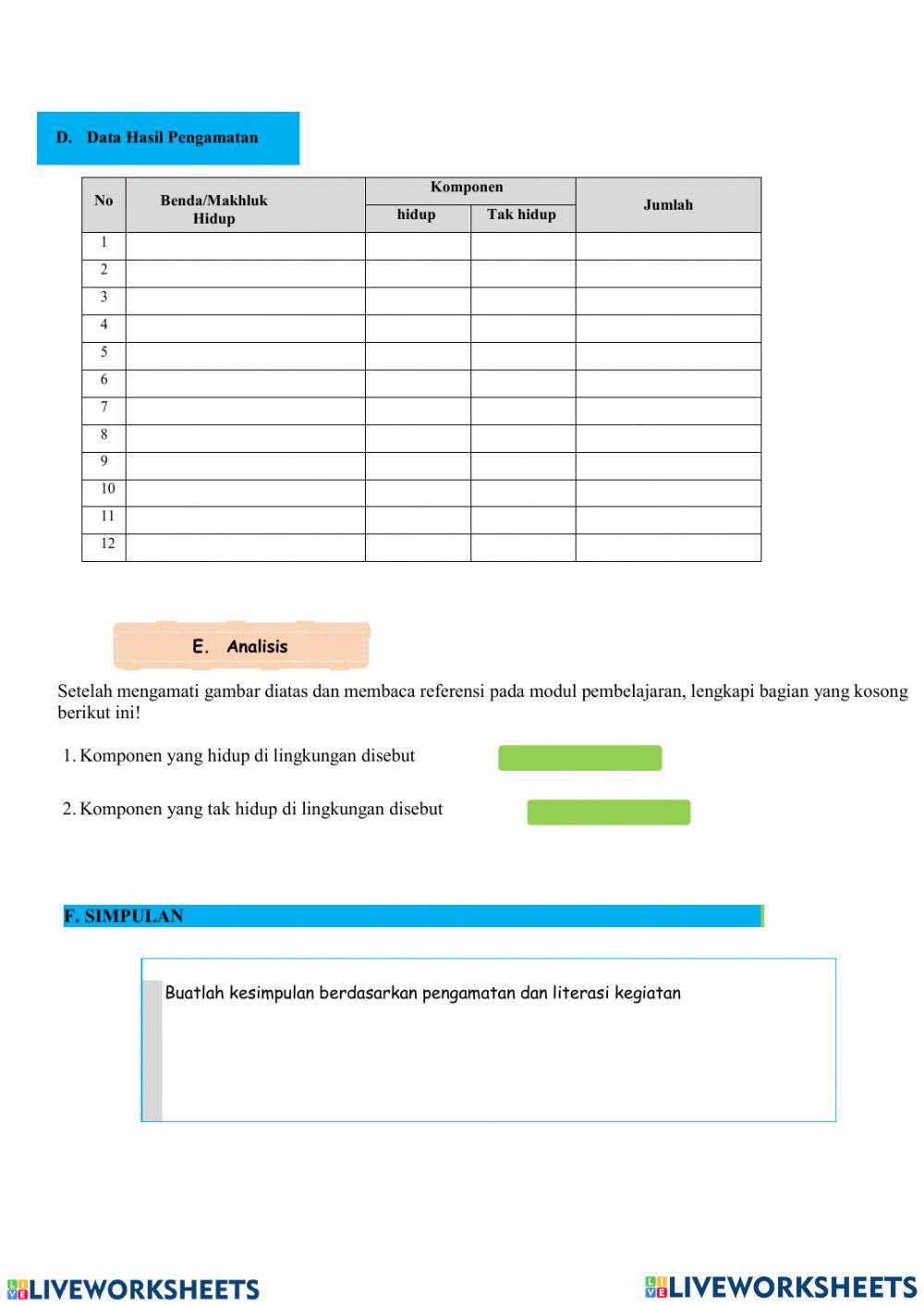 Lkpd interaksi makhluk hidup dengan lingkungannya