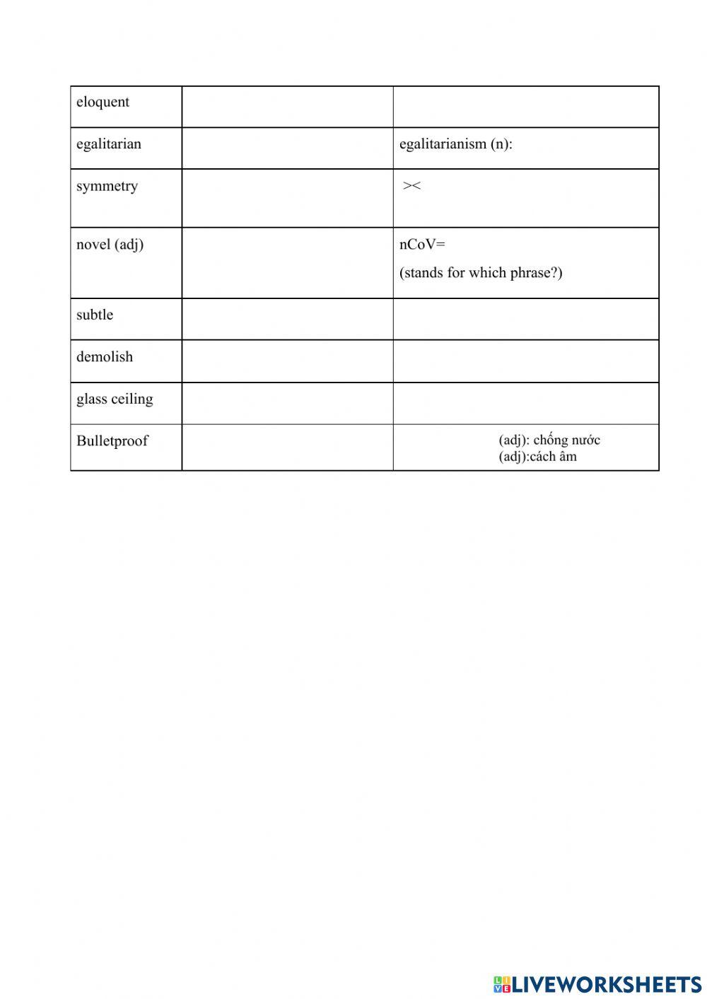 Week 4- Vocab Prepare