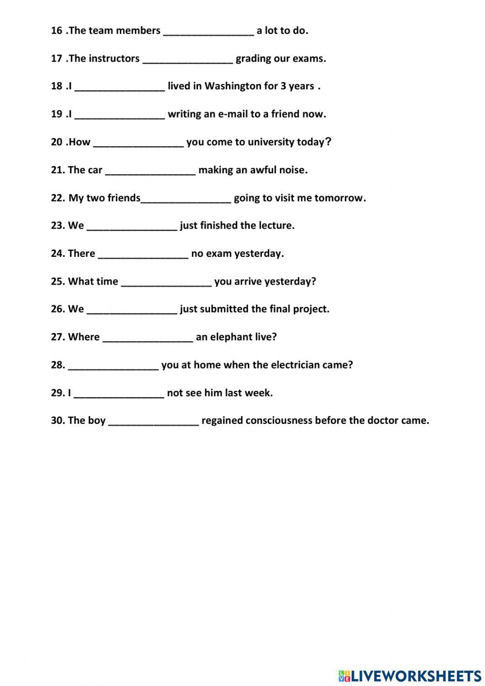 Helping verbs with tenses