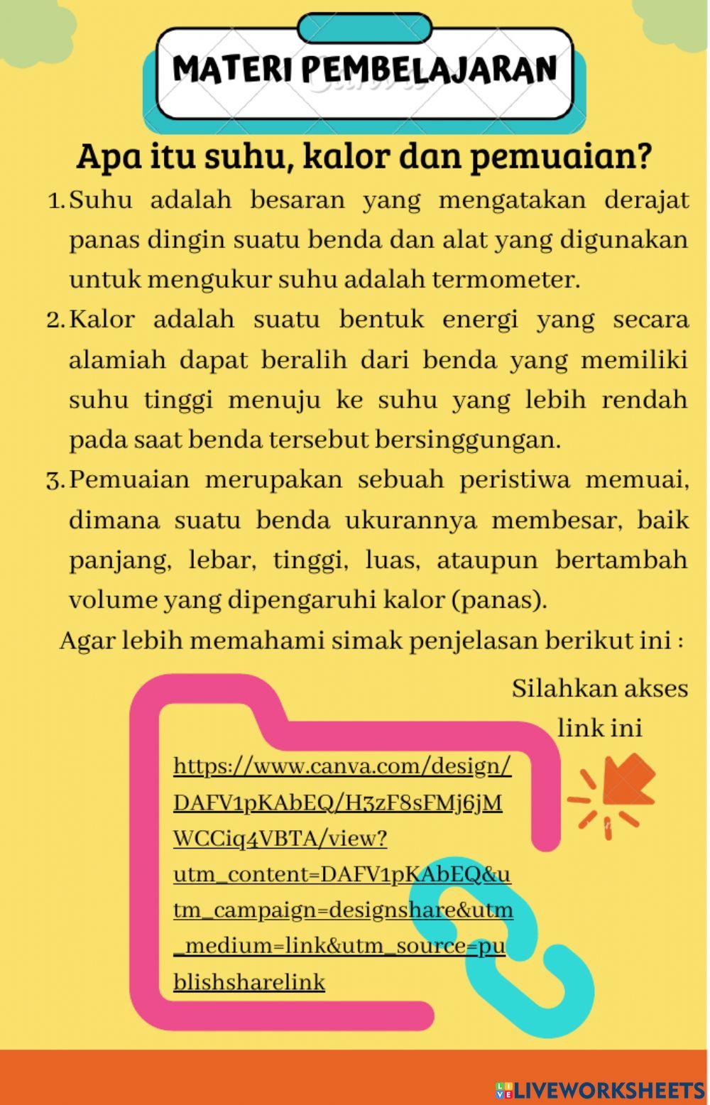 Suhu, Kalor dan Pemuaian