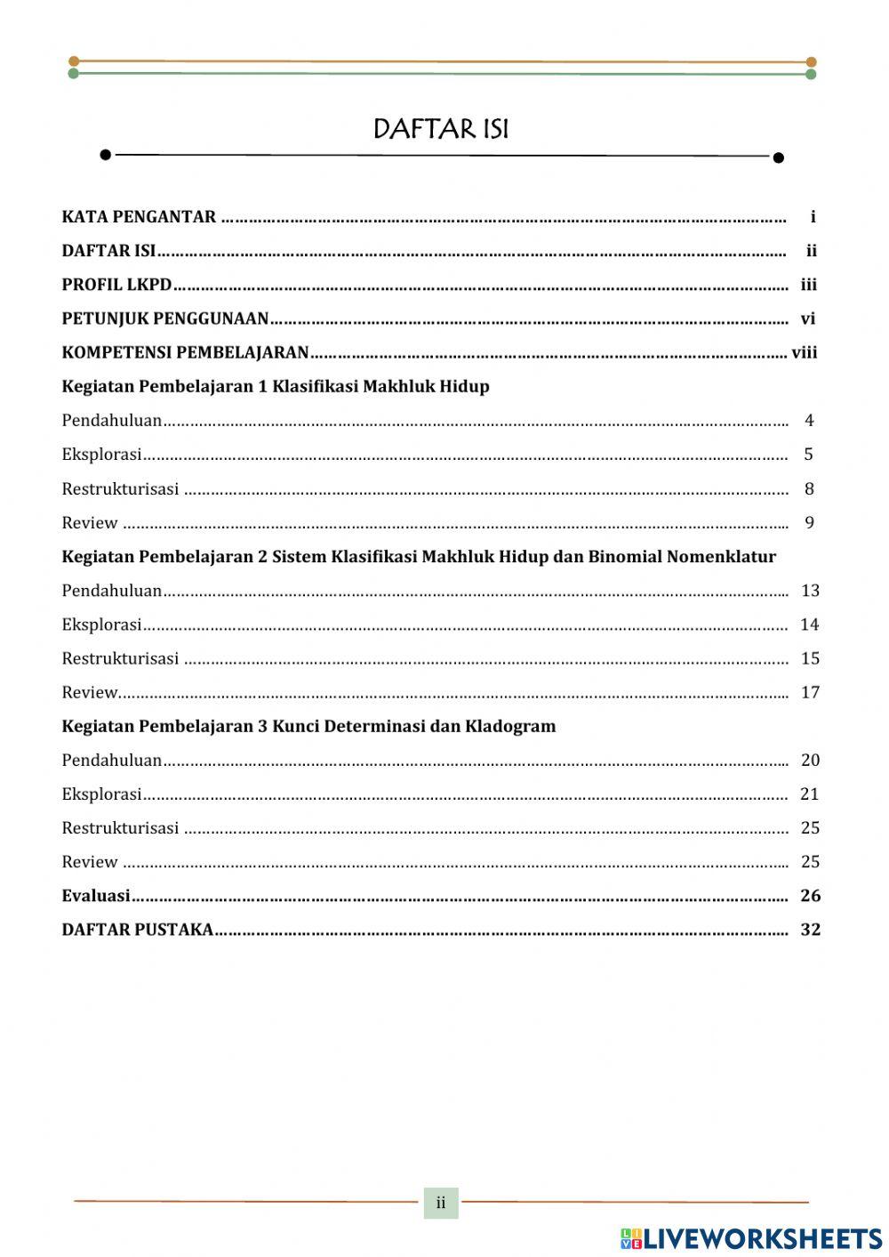 Lkpd 1 klasifikasi makhluk hidup