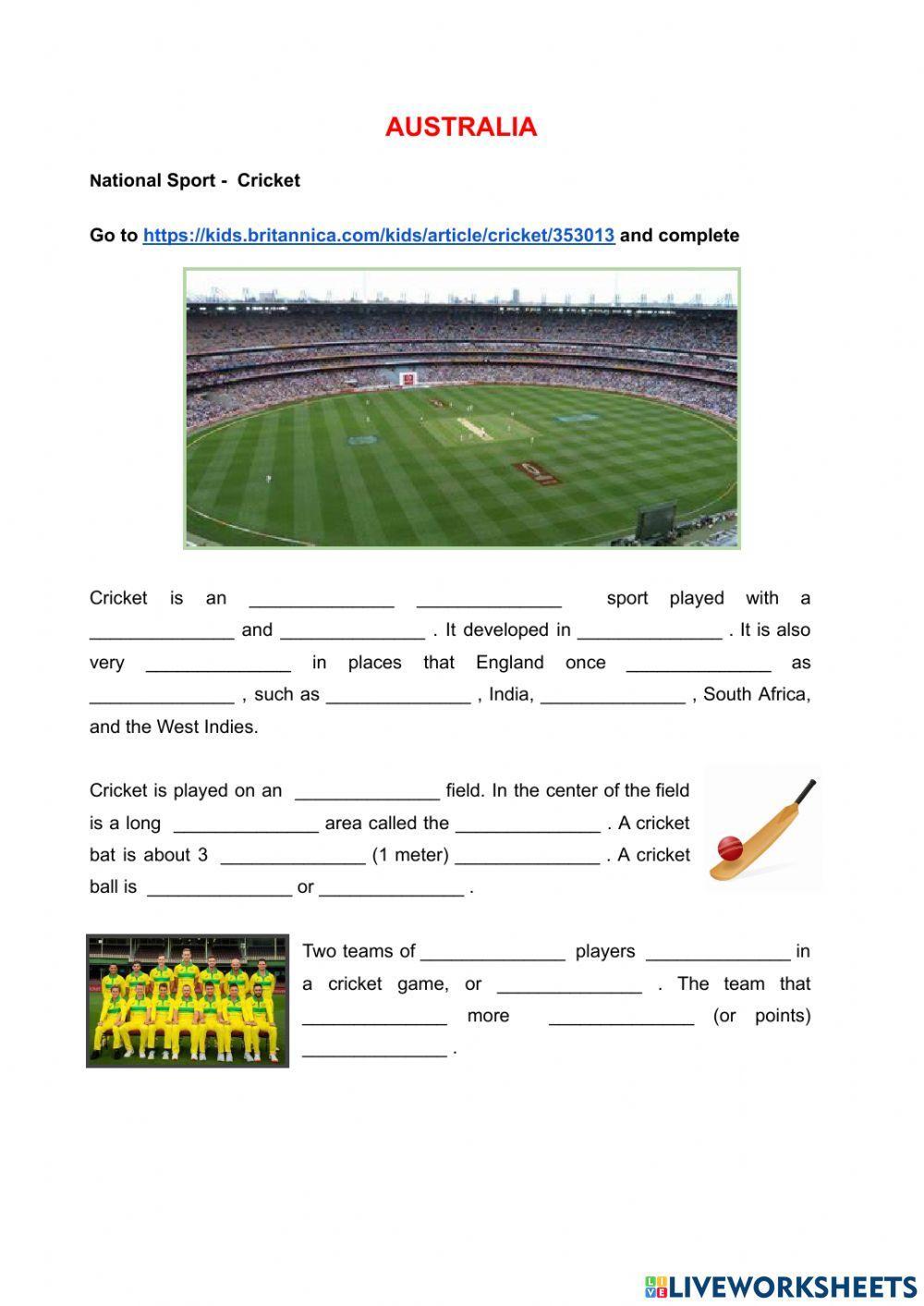 Australia -. National Sport - Cricket