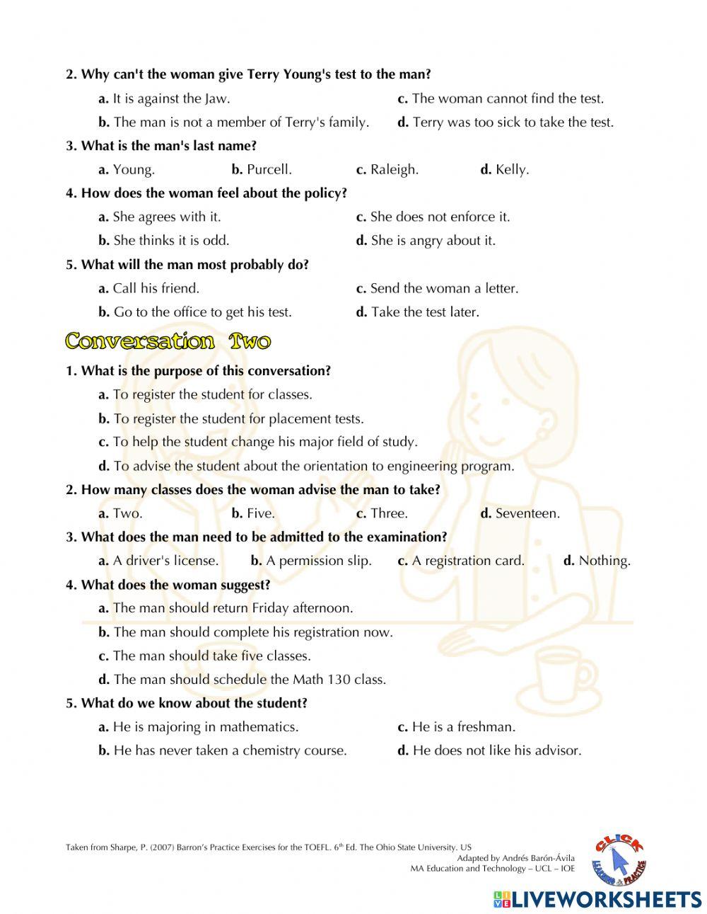 Listening Ex. 13-14: TOEFL