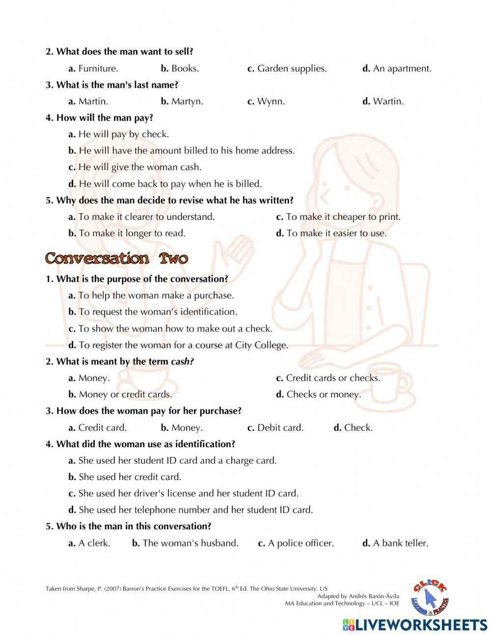 Listening Ex. 15-16: TOEFL