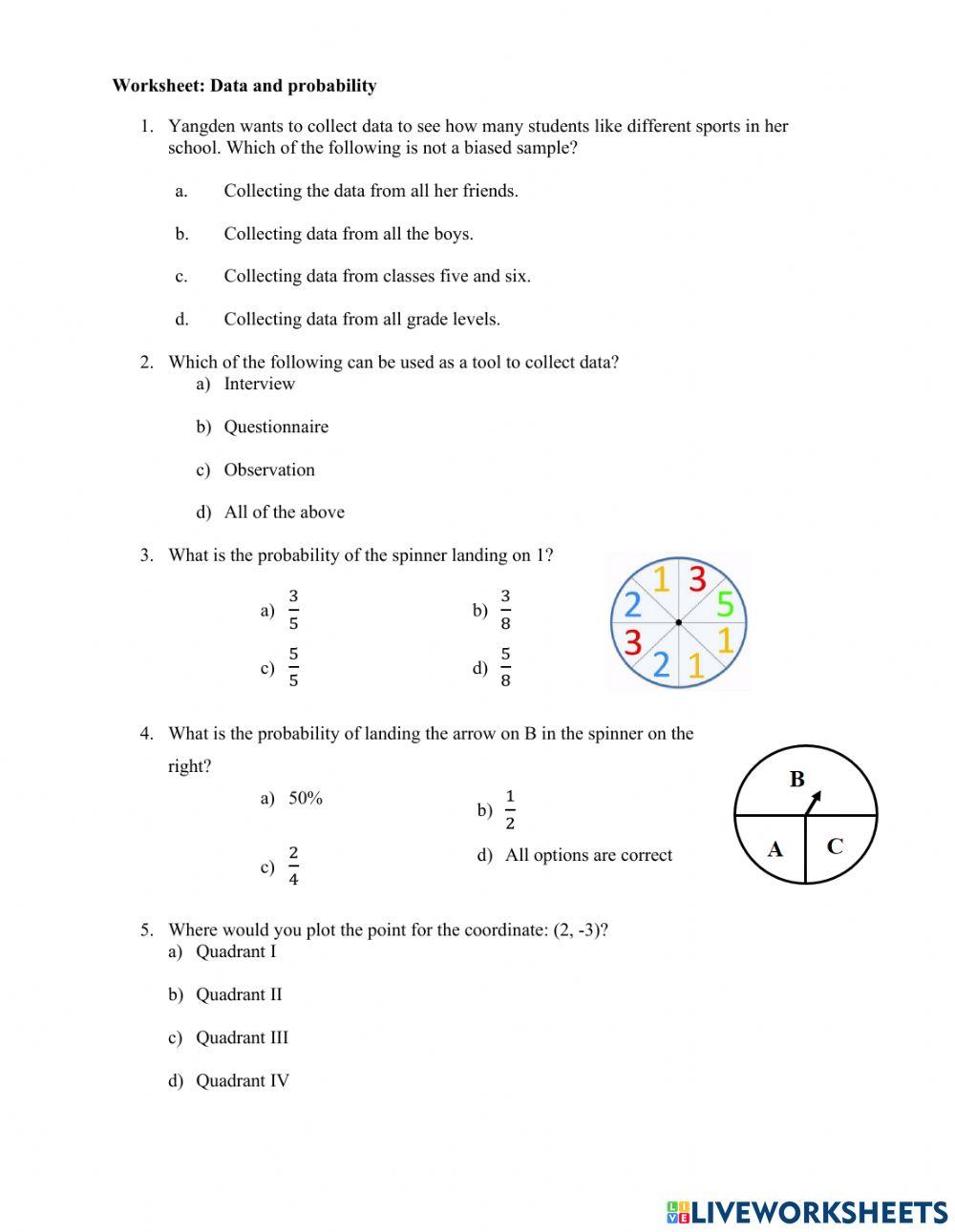 Data and probability Data and probability