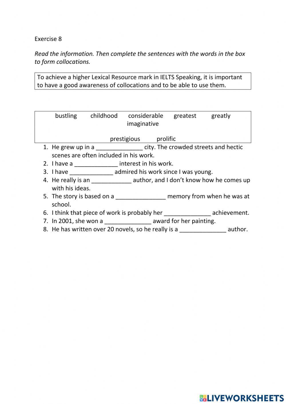 IE3, Unit 3, Speaking, Exercise 8