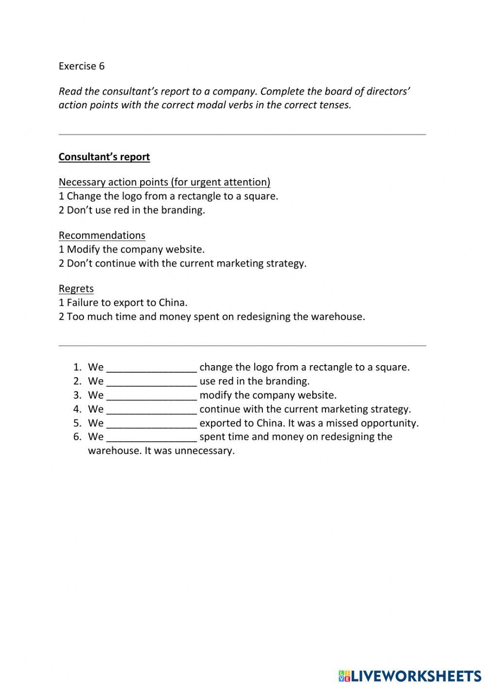 IE3, Unit 4, Grammar and Vocabulary, Exercise 6