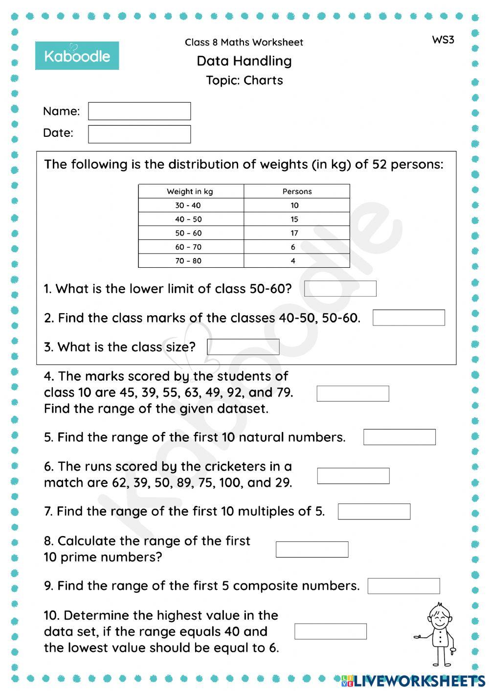 Data Handling (Charts) | kaboodle | Live Worksheets