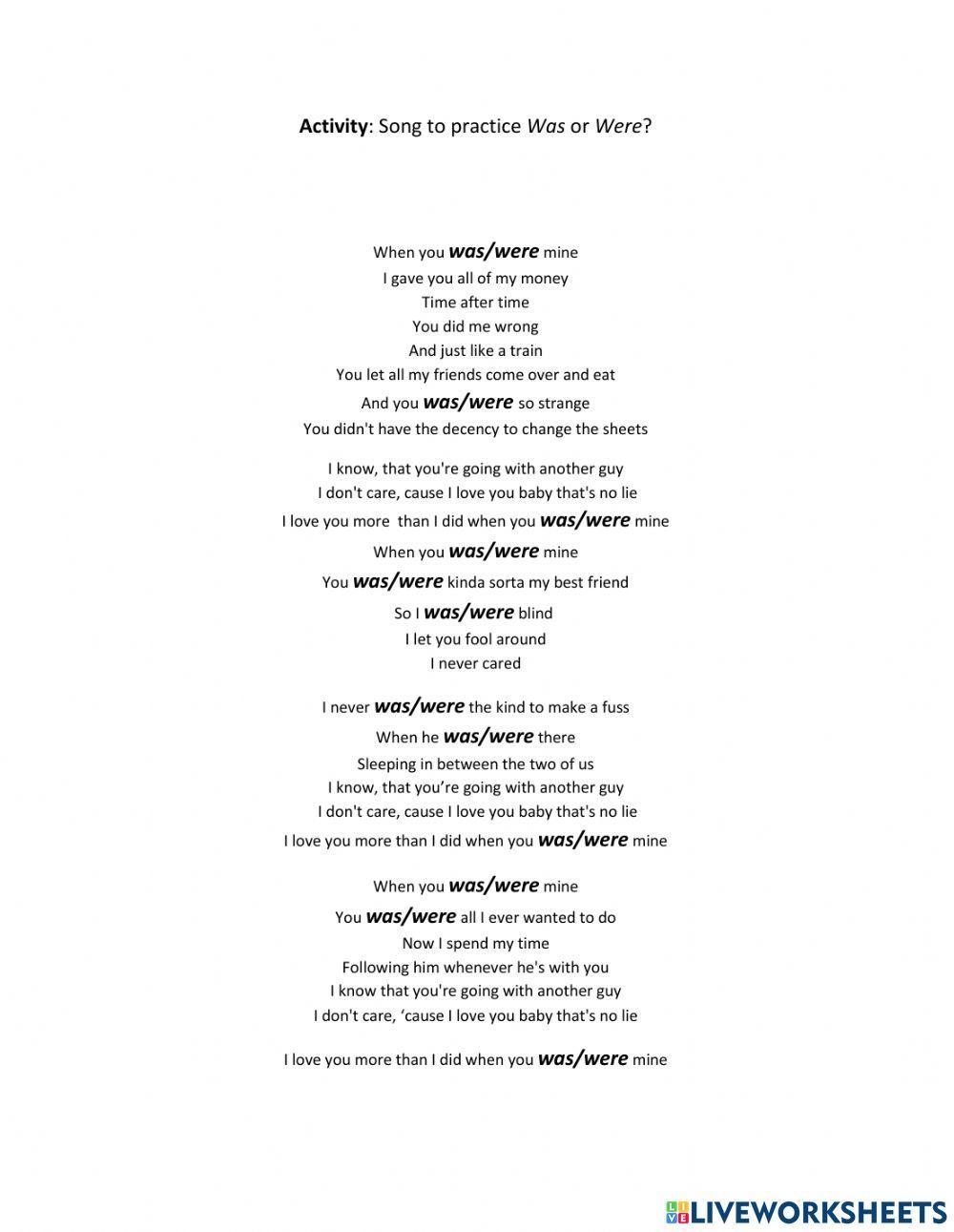 A song to practice WAS and WERE