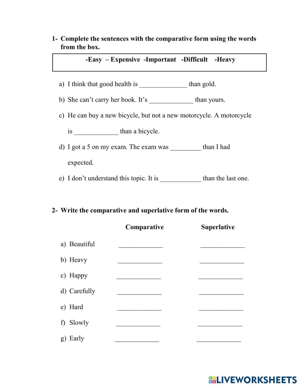 Comparative and superlative