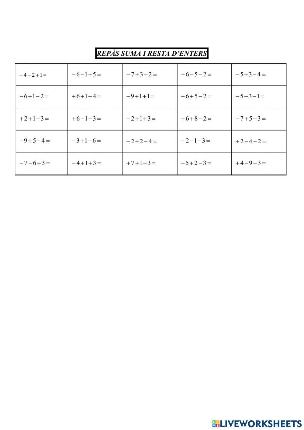 Nombres enters 11. Suma i resta