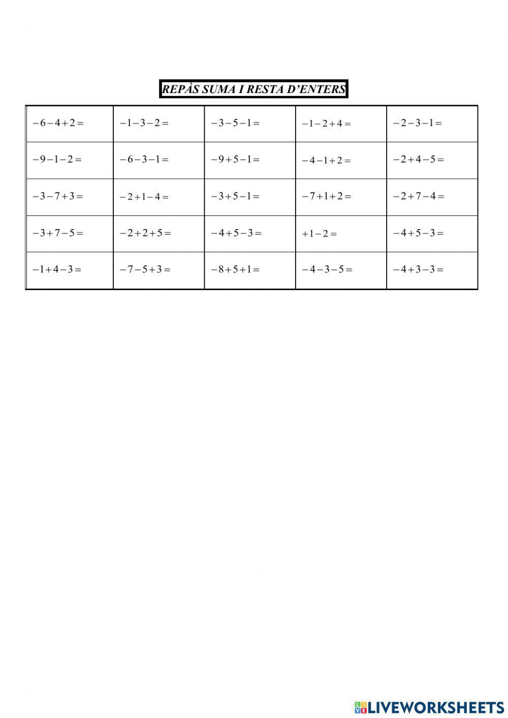 Nombres enters 12. Suma i resta