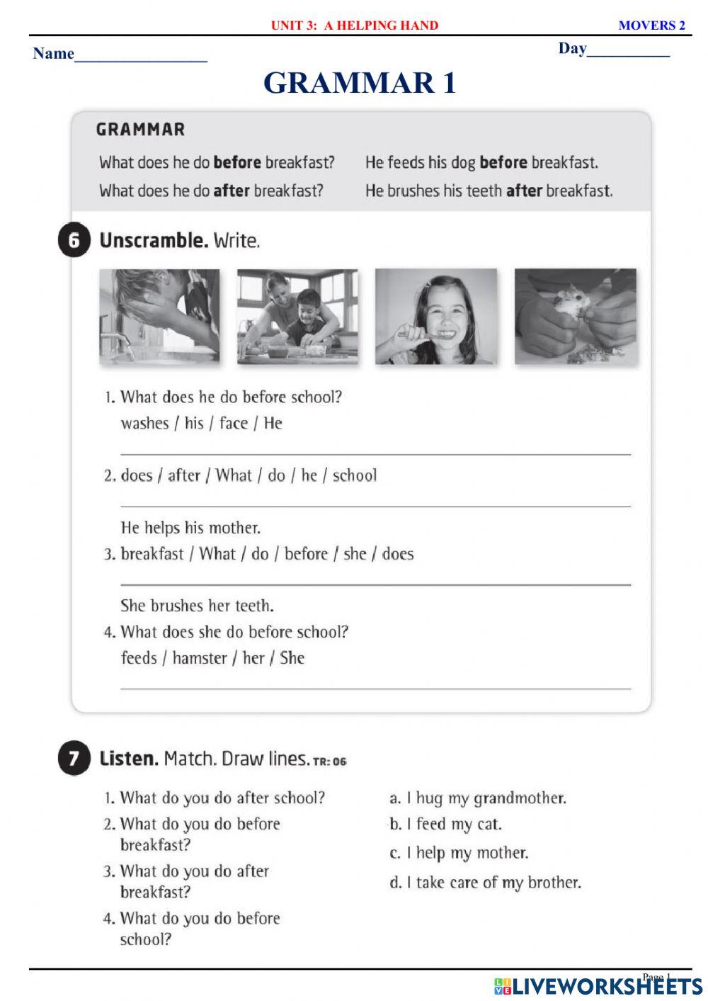 Movers 2 - U3 - Grammar 1