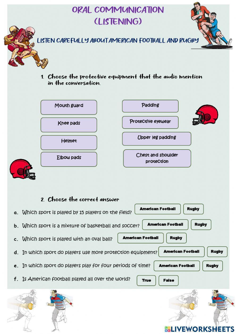 American and Rugby sports