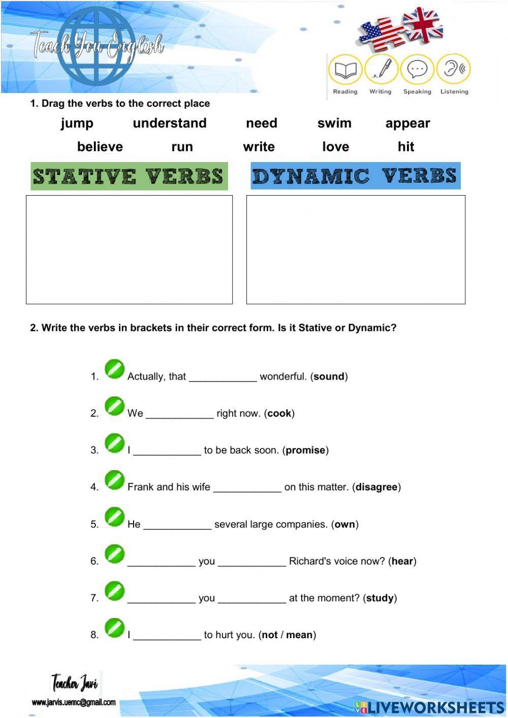 Stative verbs - Dynamic verbs