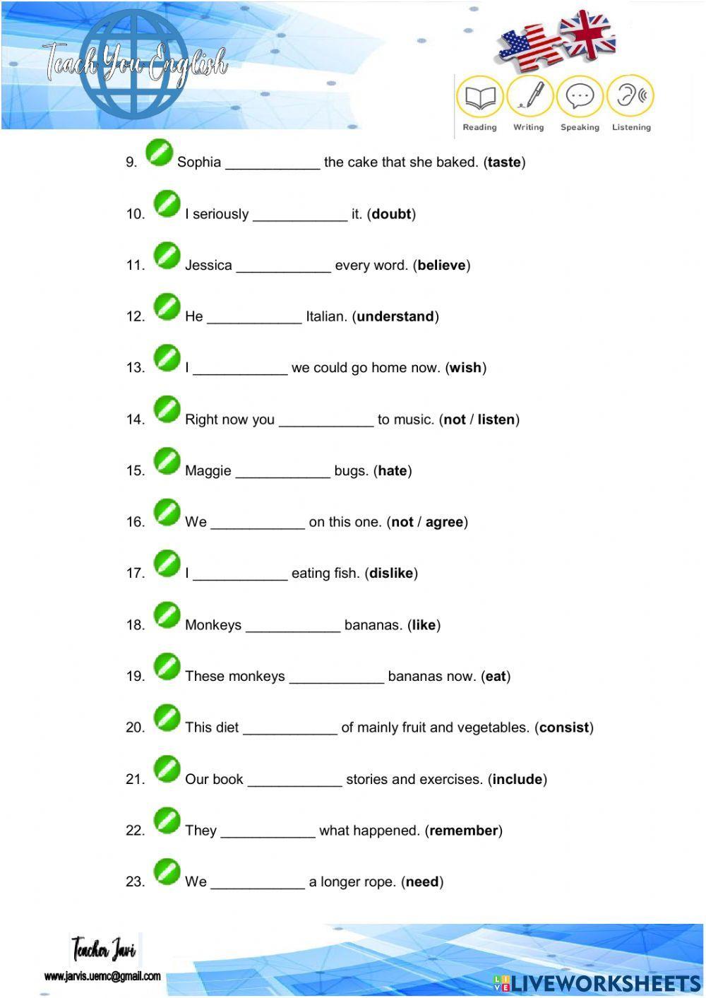 Stative verbs - Dynamic verbs