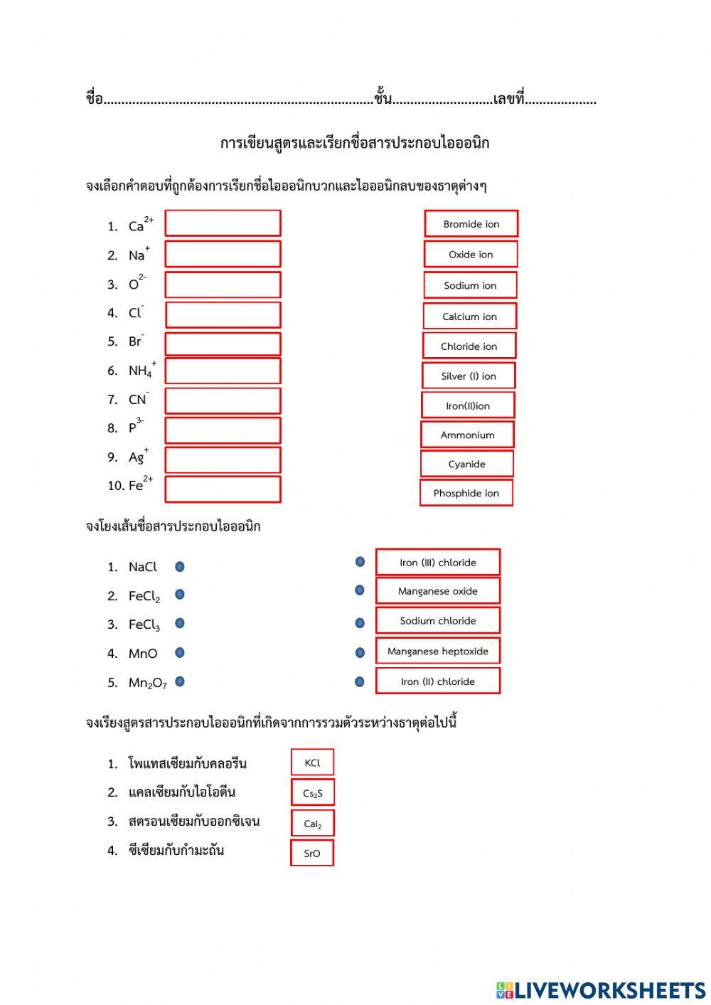 Writing the name of the ionic structure formula