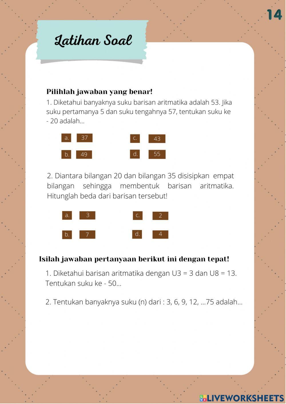 LKPD Barisan Aritmatika