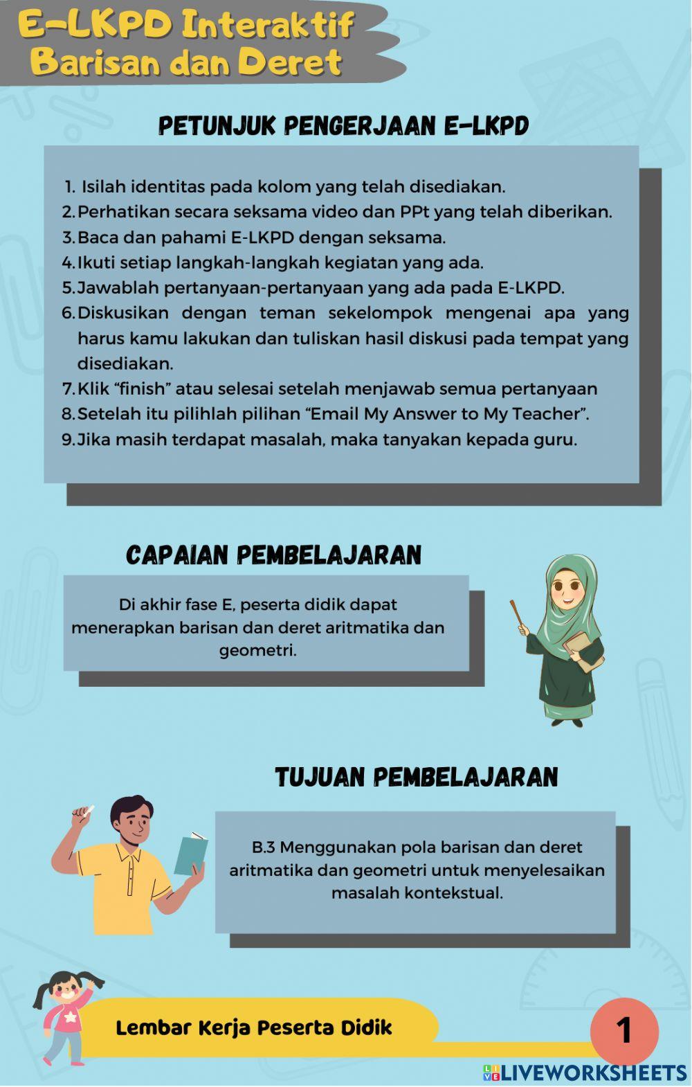 E-lkpd interaktif barisan dan deret