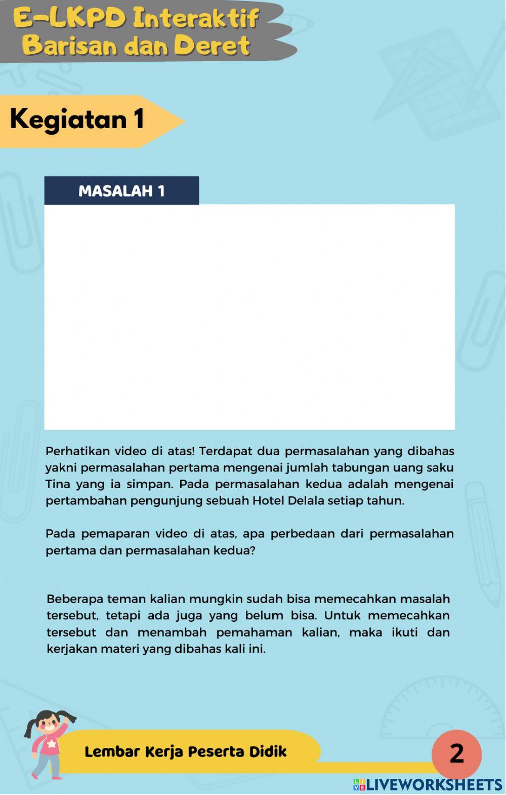 E-lkpd interaktif barisan dan deret