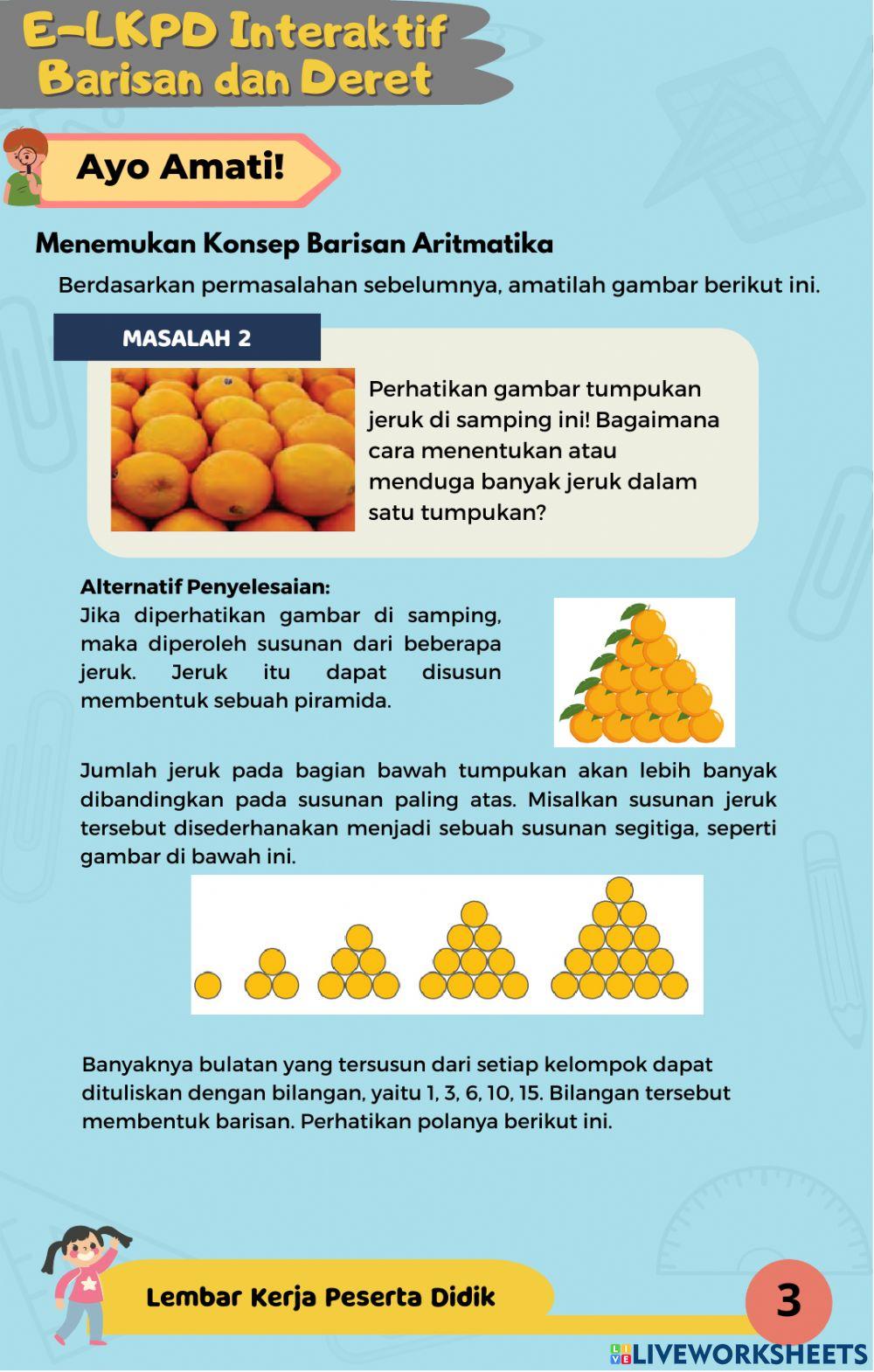 E-lkpd interaktif barisan dan deret