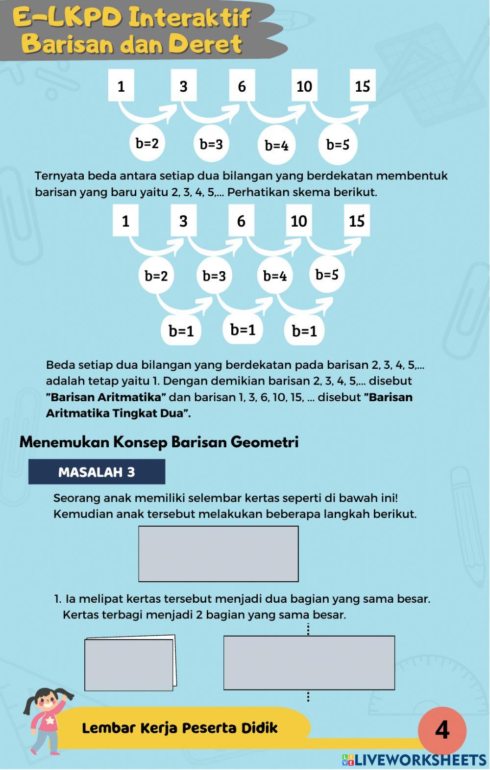 E-lkpd interaktif barisan dan deret