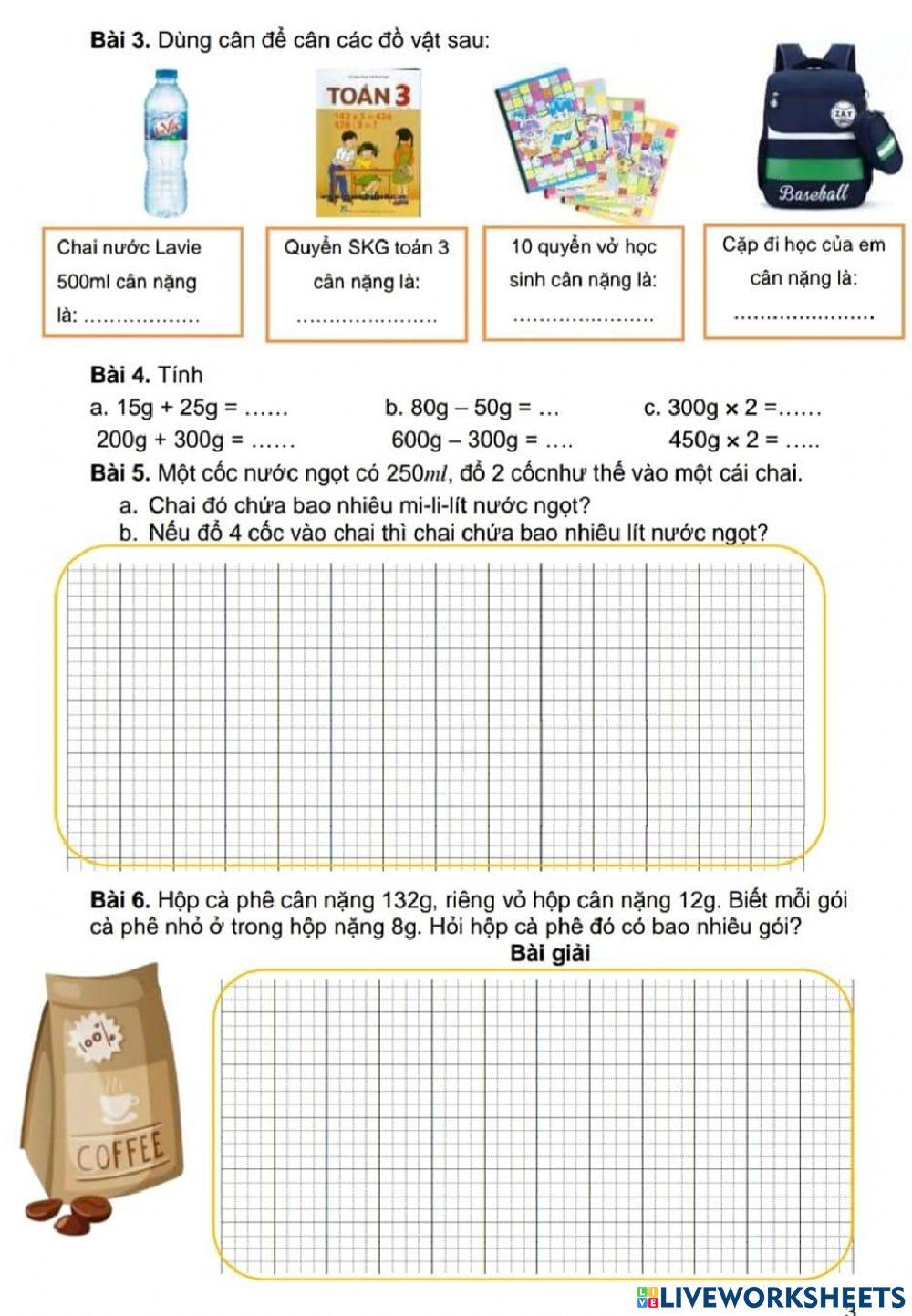 Phiếu Toán cuối tuần