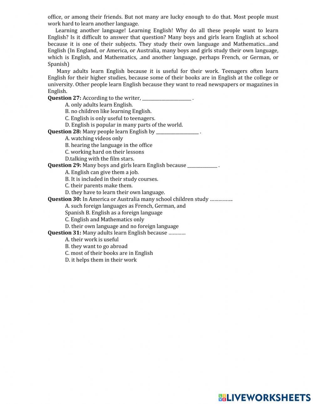 On thi CLC 6A1 Test 1