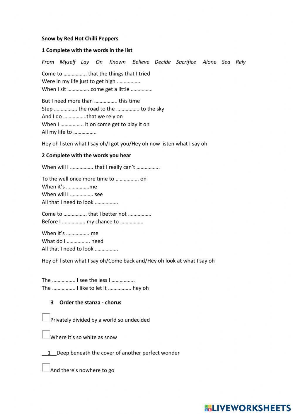 Snow by Red Hot Chilli Peppers