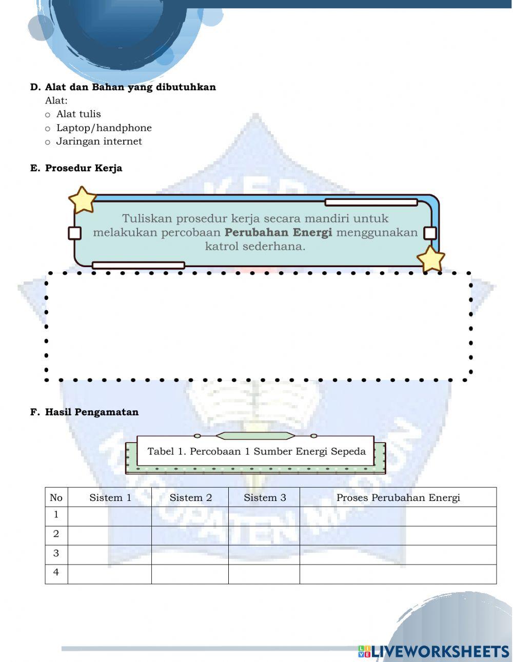 LKPD Energi dan Perubahannya