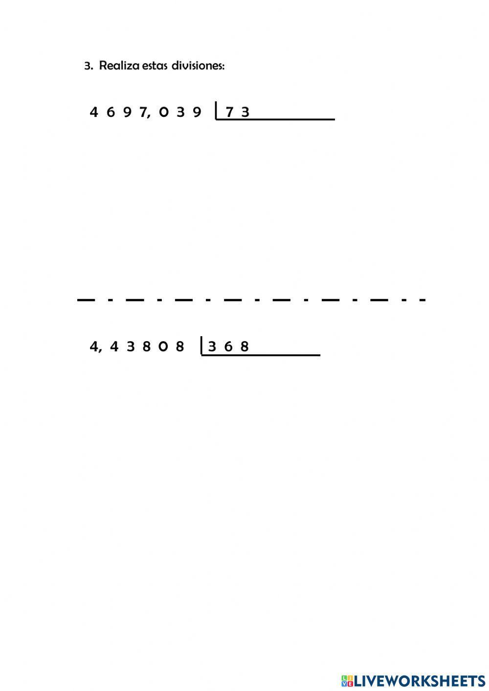 Operaciones con decimales