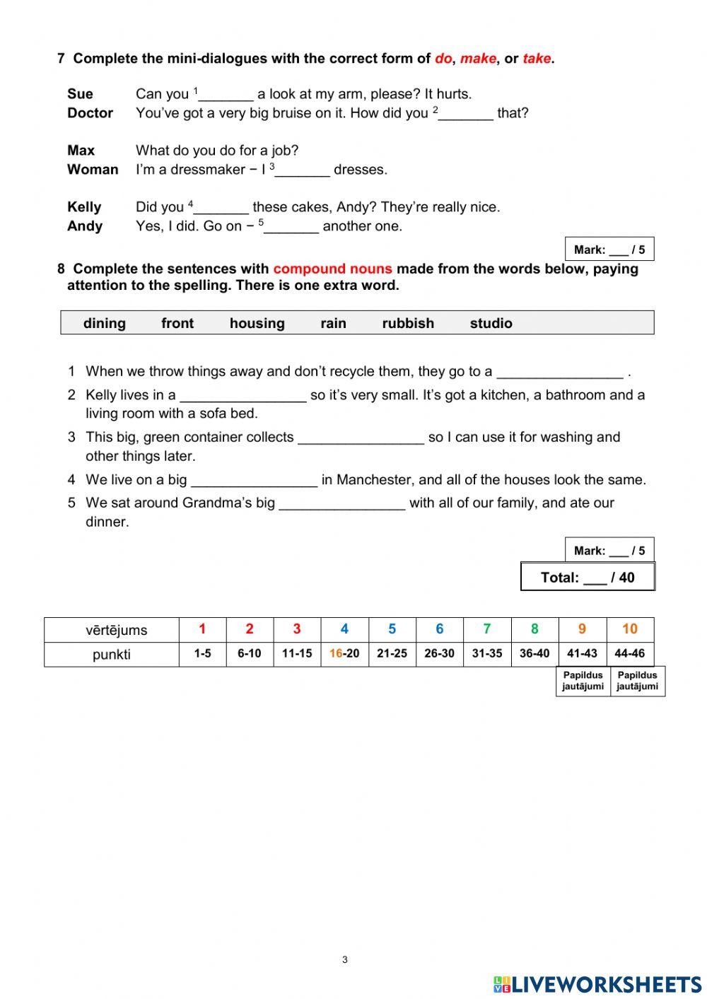 U-4 short test A (1ABC+2DEF) 9.kl.