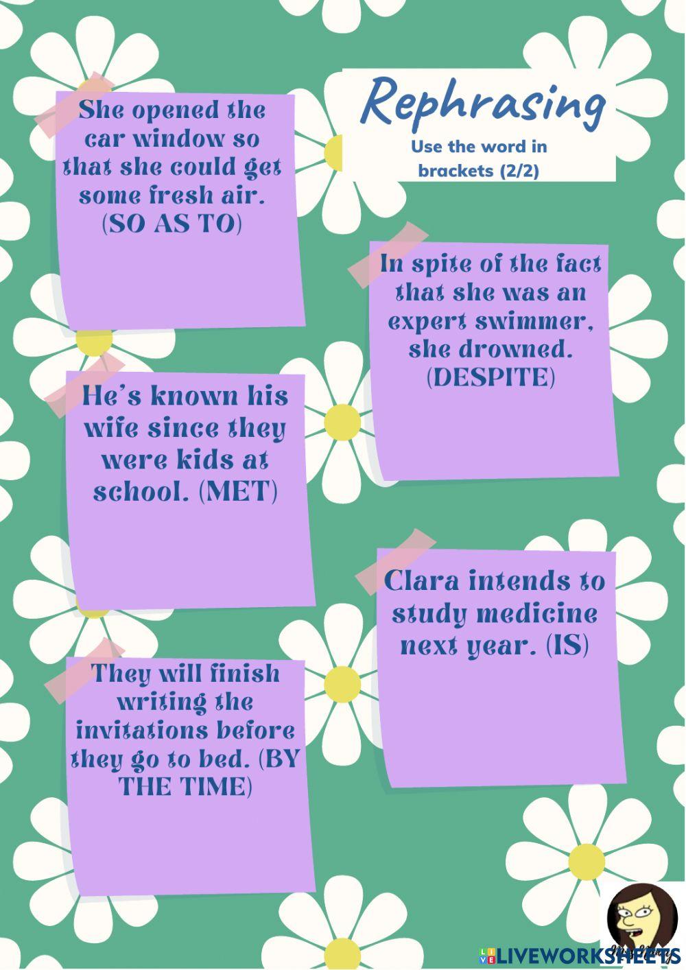 Rephrasing (mixed sentences)